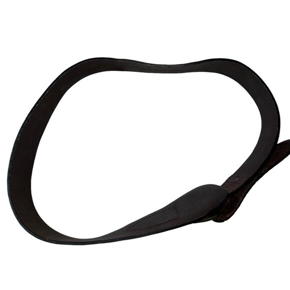 Ralph Lauren Coll Brown saddle leather wide statement brass buckle belt … - Picture 4 of 6